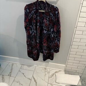 Lucky Brand Red and Blue Patterned Sweater